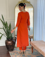 Thumbnail for Dwija Fashion Embroidered Kurti With Pant And Duppata Set-Orange Rust