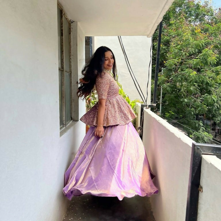 Teeya Creation Purple Color Crunchy Silk Embroidery Work Festiwal Wear Salwar Suit