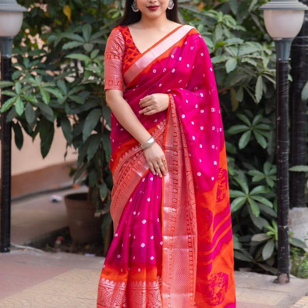 Rani Jute Silk Ethnic Motifs Saree with Unstitched Blouse - A2M - Distacart