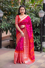 Thumbnail for Rani Jute Silk Ethnic Motifs Saree with Unstitched Blouse - A2M