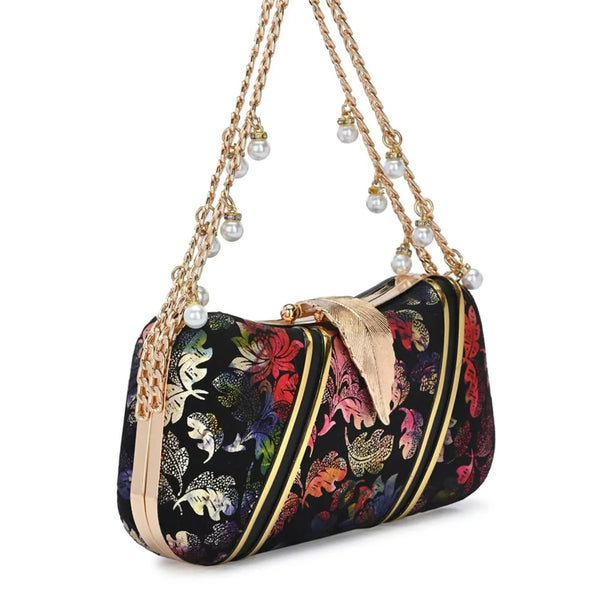 Joban Fashion Handicraft Hand Embroidered Box Clutch Bag Purse For Bridal, Casual, Wedding Bag For Women & Girls - Multicolor - Dista