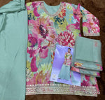 Thumbnail for Aarshi Fashions Mint Green Floral Print Full Stitched Palazzo Suits - Distacart