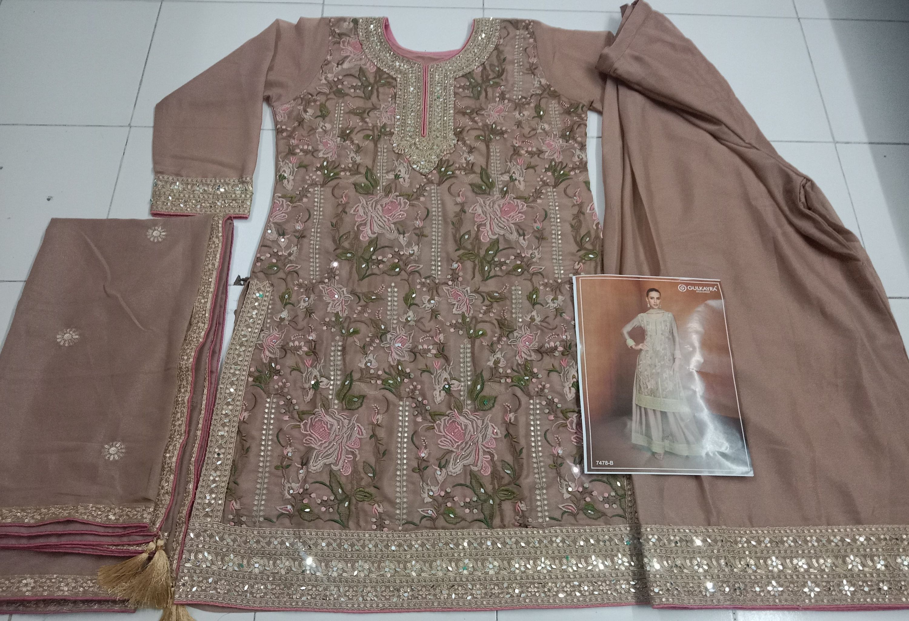 Aarshi Fashions Lavender Chinon Heavy Embroidery Wedding Palazzo Salwar Suit