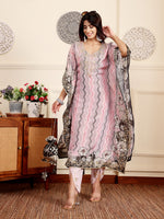 Thumbnail for Varanga Women Pink Pure Silk Gotta And Mirror Work Kaftan With Tulip Pants - Distacart