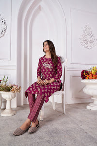 Thumbnail for NOZ2TOZ Women's Party Wear Premium Royal Silk Kurta With Pant And Duppata Set - Purple - Distacart