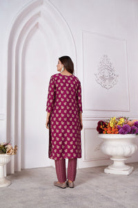 Thumbnail for NOZ2TOZ Women's Party Wear Premium Royal Silk Kurta With Pant And Duppata Set - Purple - Distacart