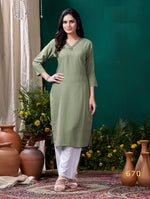 Thumbnail for Lyush Women Party Wear Hand Embroidery Worked Kurta With Pant - Mehndi - Distacart