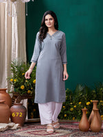 Thumbnail for Lyush Women Party Wear Hand Embroidery Worked Kurta With Pant - Grey - Distacart