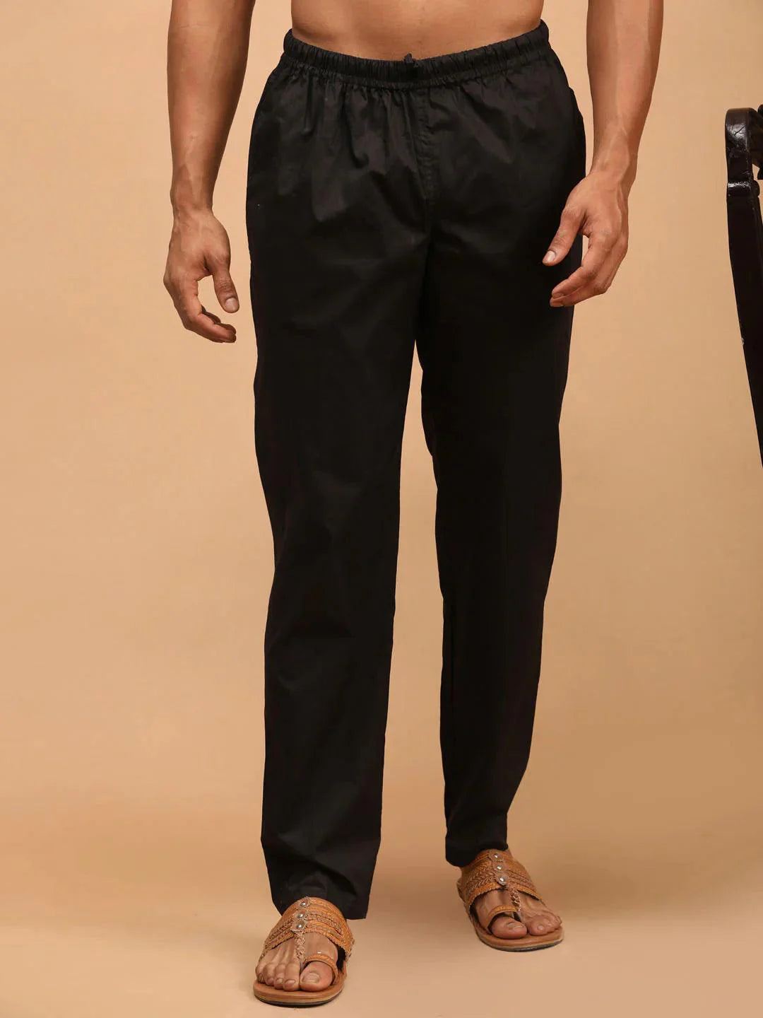 Fabmade Men's Z-Black Cotton Linen Pyjama