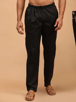 Thumbnail for Fabmade Men's Z-Black Cotton Linen Pyjama