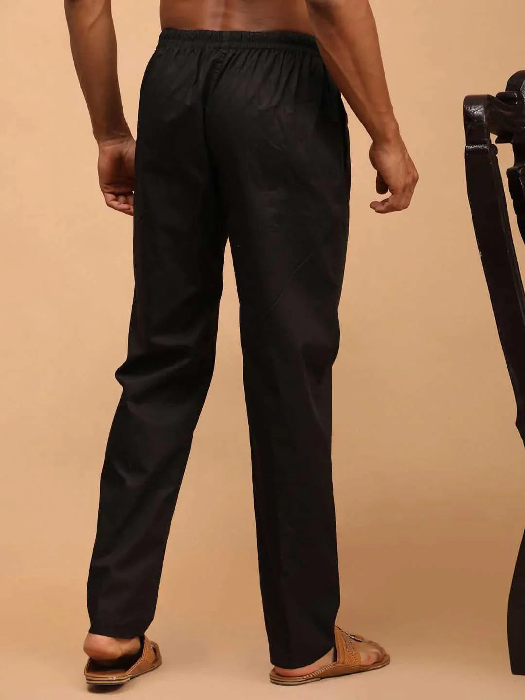 Fabmade Men's Z-Black Cotton Linen Pyjama