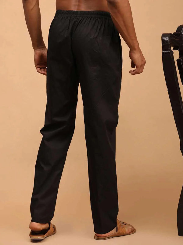 Fabmade Men's Z-Black Cotton Linen Pyjama