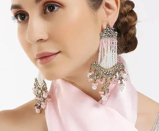 Jewel City Victorian Pearl Tassel Earrings - Vintage-Inspired Silver Chandelier Earrings for Wedding & Festive Wear