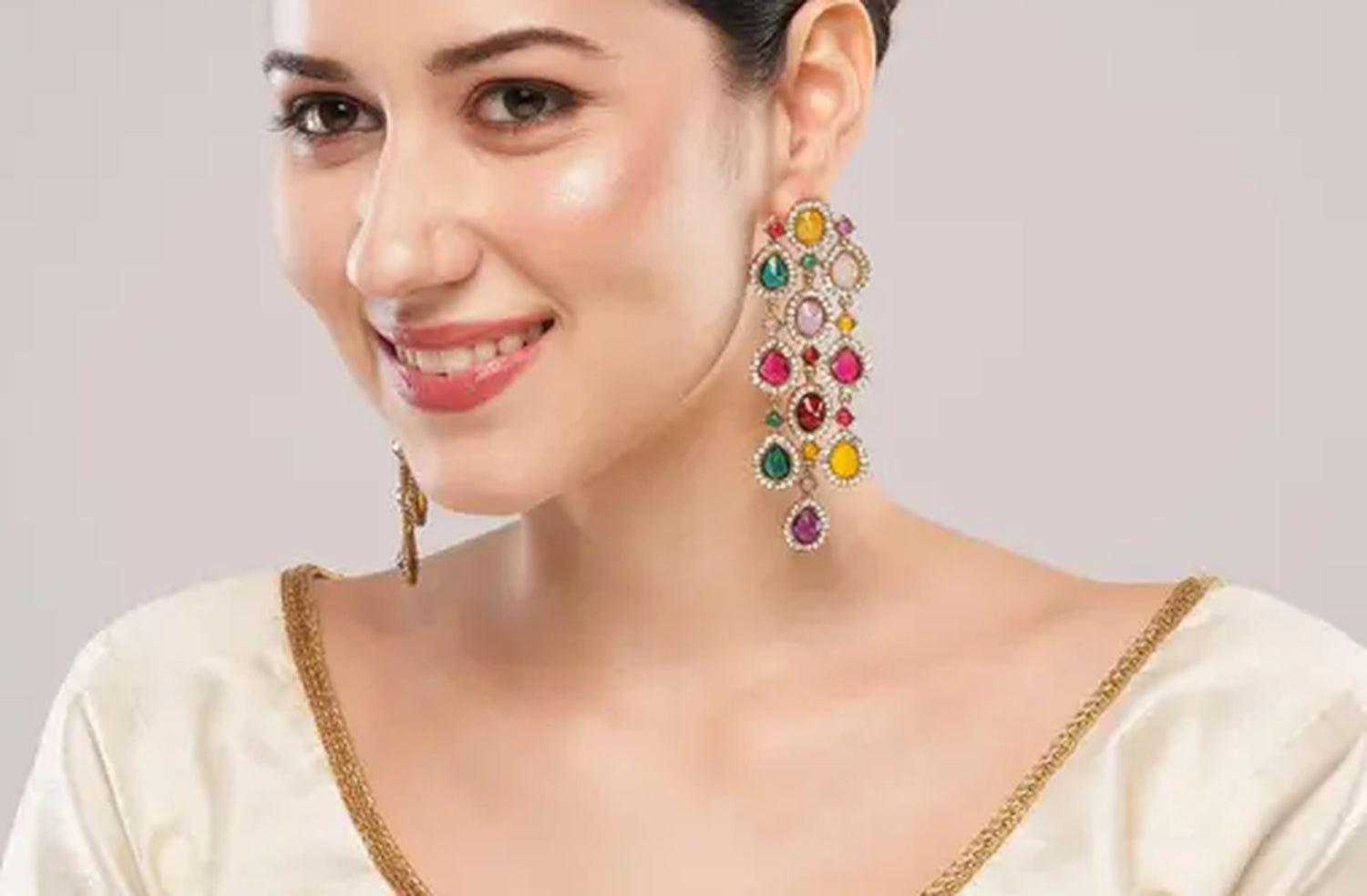 Jewel City Luxurious Multicolor Cascade Earrings - Crystal-Embellished Statement Earrings for Wedding & Festival Glamour