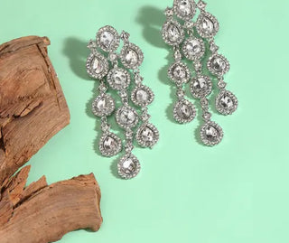 Jewel City Luxurious LCT Gold Cascade Earrings - Crystal-Embellished Statement Earrings for Wedding & Festival Glamour