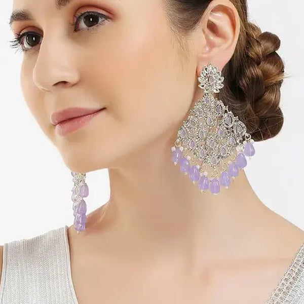 Jewel City Luxurious Purple Chandelier Earrings - Traditional Indian Statement Jewelry for Wedding & Festival Elegance - Distacart