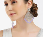 Thumbnail for Jewel City Luxurious Purple Chandelier Earrings - Traditional Indian Statement Jewelry for Wedding & Festival Elegance