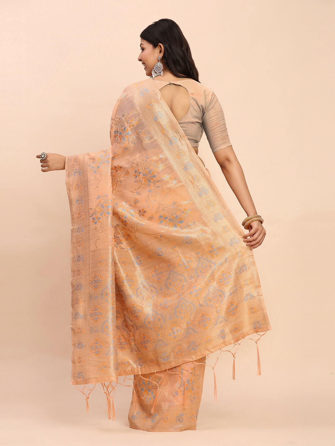 Astita Linen Cotton Orange Saree