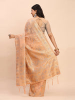 Thumbnail for Astita Linen Cotton Orange Saree