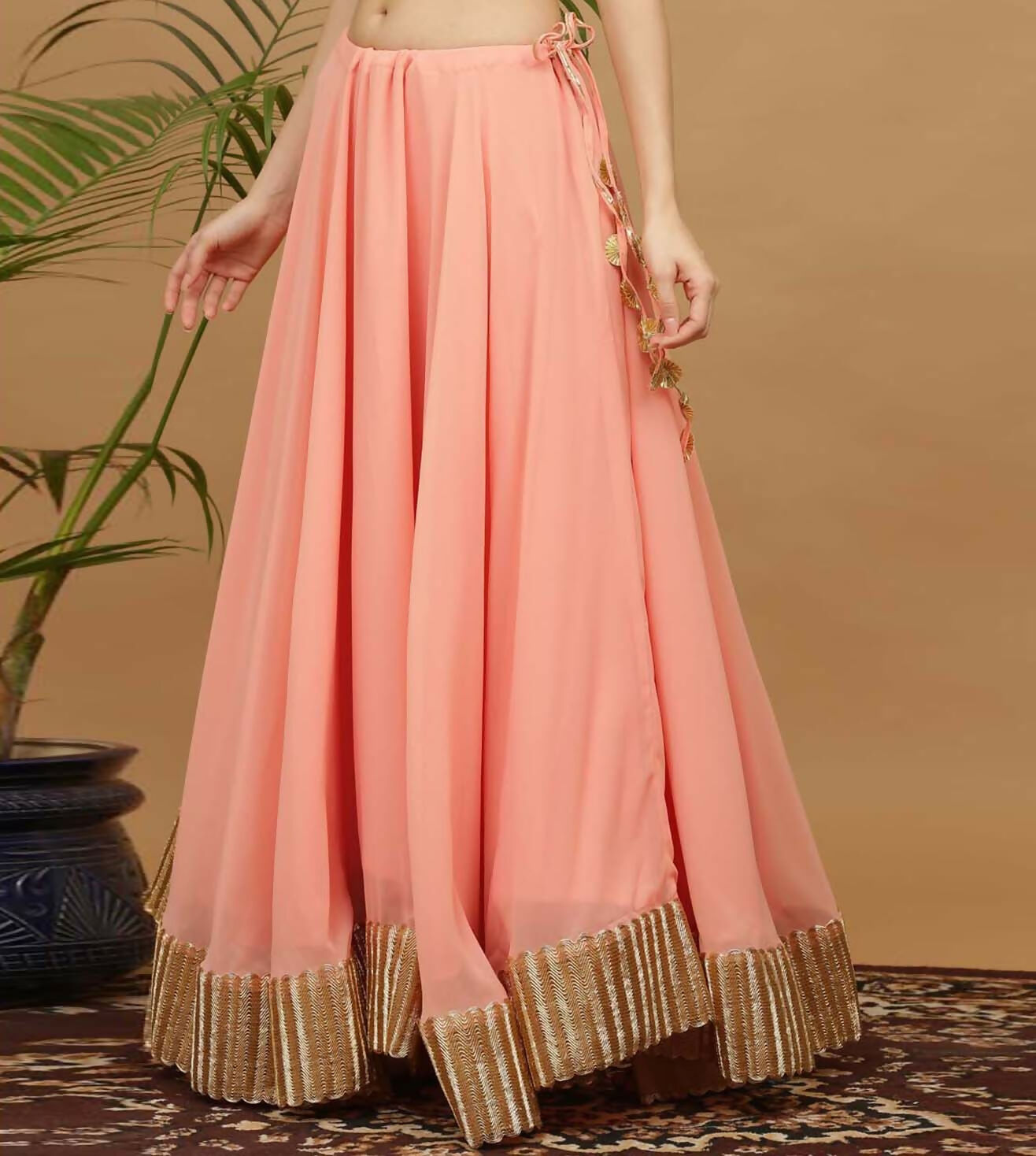 Joban Fashion Peach Georgette Lehenga Set
