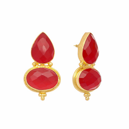 Nuyug 22K Gold Plated Red Embrace Earrings - Distacart