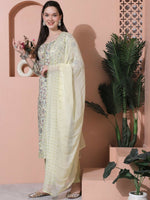 Thumbnail for Jyoti Fashion Women's Green Cotton Floral Digital Printed Kurta with Trouser & Dupatta - Distacart