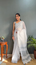 Thumbnail for Malishka Export Cotton Printed Ready To Wear Saree With Blouse Piece - Grey - Distacart