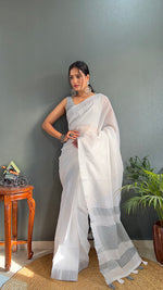 Thumbnail for Malishka Export Cotton Printed Ready To Wear Saree With Blouse Piece - Grey - Distacart