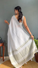 Thumbnail for Malishka Export Cotton Printed Ready To Wear Saree With Blouse Piece - Mehendi - Distacart