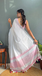 Thumbnail for Malishka Export Cotton Printed Ready To Wear Saree With Blouse Piece - Pink - Distacart