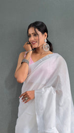 Thumbnail for Malishka Export Cotton Printed Ready To Wear Saree With Blouse Piece - Pink - Distacart