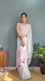 Thumbnail for Malishka Export Cotton Printed Ready To Wear Saree With Blouse Piece - Red - Distacart