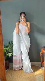 Thumbnail for Malishka Export Cotton Printed Ready To Wear Saree With Blouse Piece - Red - Distacart