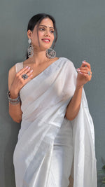 Thumbnail for Malishka Export Cotton Printed Ready To Wear Saree With Blouse Piece - Yellow - Distacart
