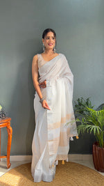Thumbnail for Malishka Export Cotton Printed Ready To Wear Saree With Blouse Piece - Yellow - Distacart