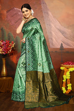 Thumbnail for Malishka Export Cotton Silk Woven Ready To Wear Saree With Blouse Piece - Green - Distacart
