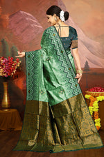 Thumbnail for Malishka Export Cotton Silk Woven Ready To Wear Saree With Blouse Piece - Green - Distacart