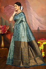 Thumbnail for Malishka Export Cotton Silk Woven Ready To Wear Saree With Blouse Piece - Grey - Distacart
