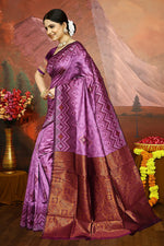 Thumbnail for Malishka Export Cotton Silk Woven Ready To Wear Saree With Blouse Piece - Pink - Distacart