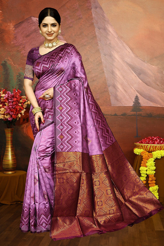 Malishka Export Cotton Silk Woven Ready To Wear Saree With Blouse Piece - Pink - Distacart