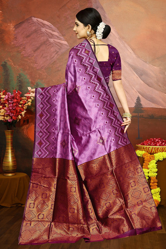 Malishka Export Cotton Silk Woven Ready To Wear Saree With Blouse Piece - Pink - Distacart