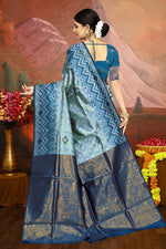 Thumbnail for Malishka Export Cotton Silk Woven Ready To Wear Saree With Blouse Piece - Sky - Distacart