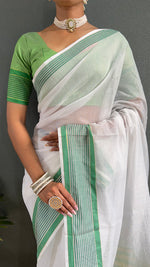 Thumbnail for Malishka Export Cotton Printed Ready To Wear Saree With Blouse Piece - Green - Distacart