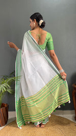 Thumbnail for Malishka Export Cotton Printed Ready To Wear Saree With Blouse Piece - Green - Distacart