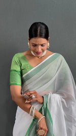 Thumbnail for Malishka Export Cotton Printed Ready To Wear Saree With Blouse Piece - Green - Distacart