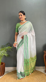 Thumbnail for Malishka Export Cotton Printed Ready To Wear Saree With Blouse Piece - Green - Distacart