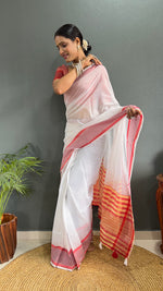 Thumbnail for Malishka Export Cotton Printed Ready To Wear Saree With Blouse Piece - Red - Distacart