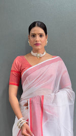 Thumbnail for Malishka Export Cotton Printed Ready To Wear Saree With Blouse Piece - Red - Distacart