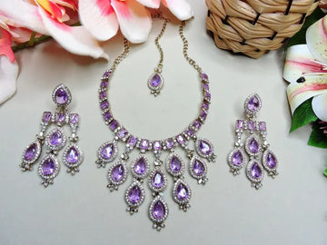 Jewel City Teardrop Bridal Necklace Set with Earrings & Maang Tikka - Ethnic Wedding Jewelry for Brides & Parties - Distacart