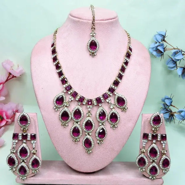 Jewel City Teardrop Bridal Necklace Set with Earrings & Maang Tikka - Ethnic Wedding Jewelry for Brides & Parties - Distacart